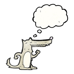 cartoon wolf with thought bubble
