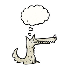 cartoon wolf with thought bubble