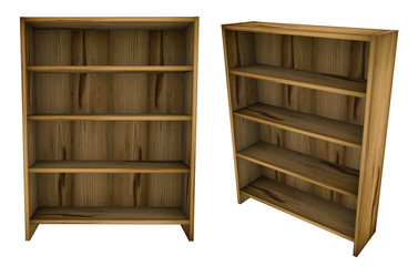 Empty blank wooden book shelf
