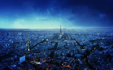 Poster Paris skyline at sunset, France © Iakov Kalinin