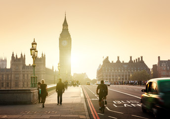 Westminster Bridge at sunset, London, UK