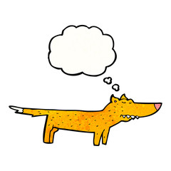 cartoon fox with thought bubble