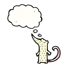 cartoon white mouse with thought bubble