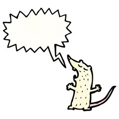 cartoon white mouse with speech bubble