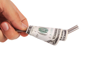 Dollar Banknote on Fork