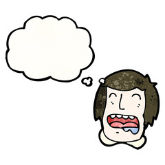 cartoon drooling face with thought bubble