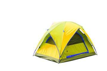 Isolated yellow dome tent