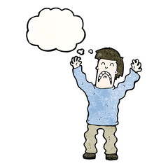 frightened man with thought bubble cartoon