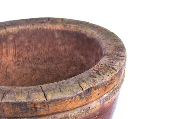 Fototapeta premium wooden mortar isolated on white background