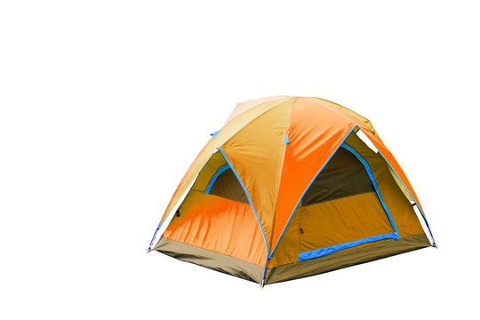 Isolated orange dome tent