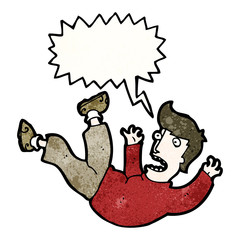 cartoon falling man with speech bubble