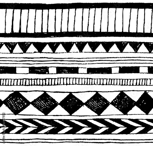 Seamless Vector Hand Draw Tribal Ink Pattern Stock Image Seamless Vector Hand Draw Tribal Ink Pattern Stock Image