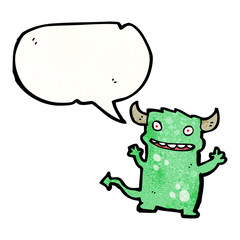 cartoon little devil with speech bubble