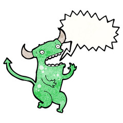cartoon little devil with speech bubble