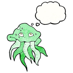 cartoon jellyfish with thought bubble