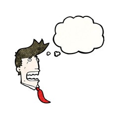 cartoon businessman's head with thought bubble