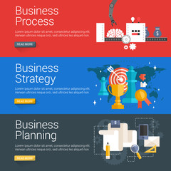 Flat Design Concept. Set of Vector Illustrations for Web Banners. Business Process, Business Strategy, Business Planning