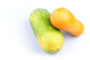 ripe papaya fruit isolated on white background