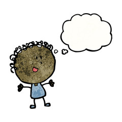 cartoon doodle woman with thought bubble