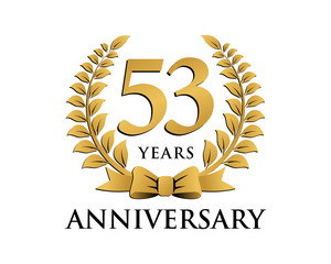 anniversary logo ribbon wreath 53