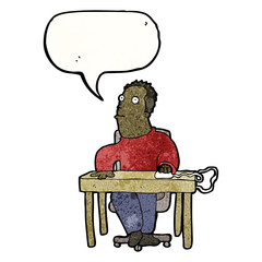 cartoon man working at desk
