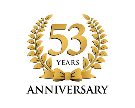 anniversary logo ribbon wreath 53