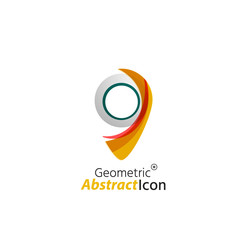 Abstract geometric business corporate emblem - map tag