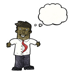 cartoon businessman shrugging shoulders