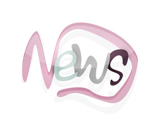 News word, drawn lettering typographic element