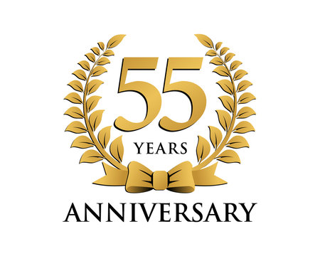 anniversary logo ribbon wreath 55