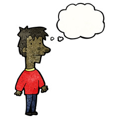 cartoon boy with thougth bubble