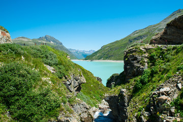 Naklejka na ściany i meble Silvretta water reservoir in Vorarlberg, Austria