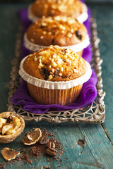 Muffin cakes in silver tray