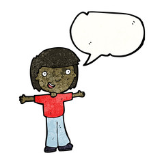 friendly boy with speech bubble