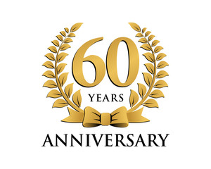 anniversary logo ribbon wreath 60
