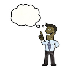 cartoon businessman with brilliant idea