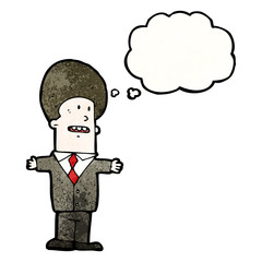 cartoon businessman with thought bubble