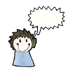 child's drawing of a woman with speech bubble