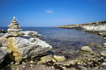 Pyramid of sea stones