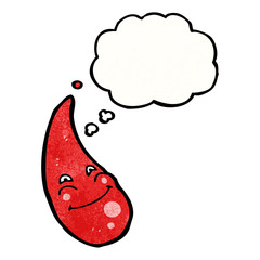happy blood drop with thought bubble