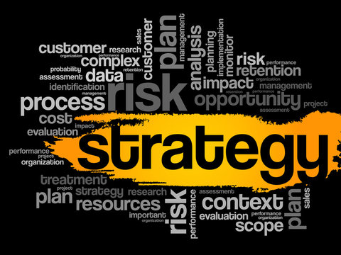 Strategy word cloud, business concept