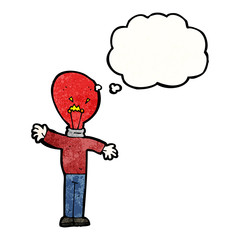 Obraz na płótnie Canvas red light bulb head man cartoon