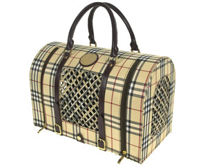 Pet carrier sideway view isolated on white background