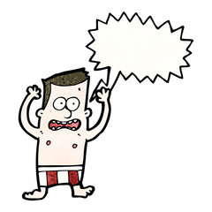 cartoon embarrassed man in underpants