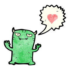 cartoon little monster in love