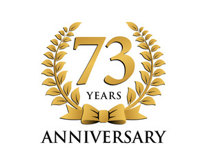 anniversary logo ribbon wreath 73