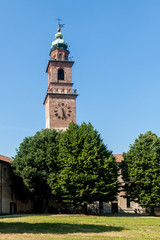 Fototapeta na wymiar The Bramante clock tower in the Visconti-Sforza castle of Vigeva