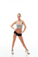 Fitness healthy women exercise in studio isolated