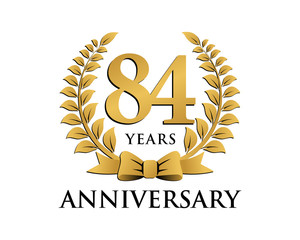 anniversary logo ribbon wreath 84