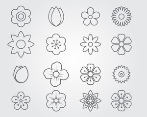 flower icon line set